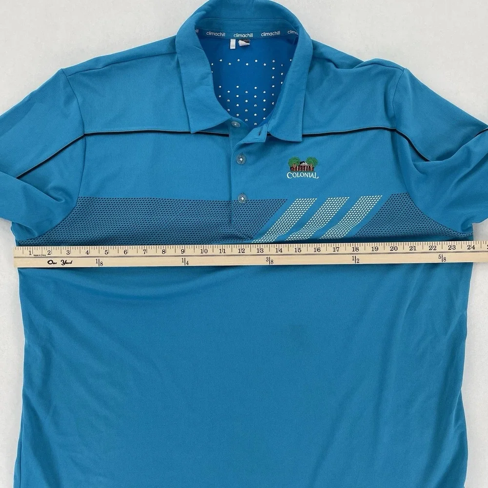 Adidas Climacool Polo Shirt Mens XL Blue Colonial Country Club Golf Logo